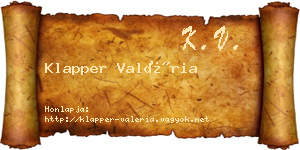 Klapper Valéria névjegykártya